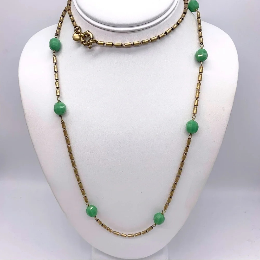 J. Crew Faceted Light Green Beaded Necklace